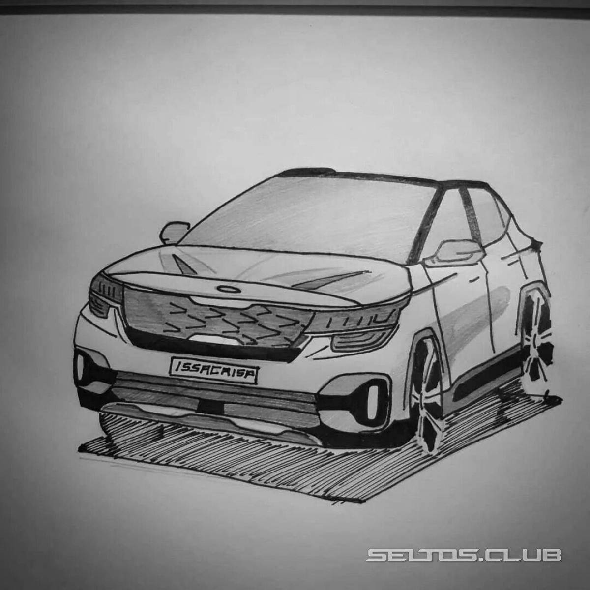 Bright kia seltos coloring page