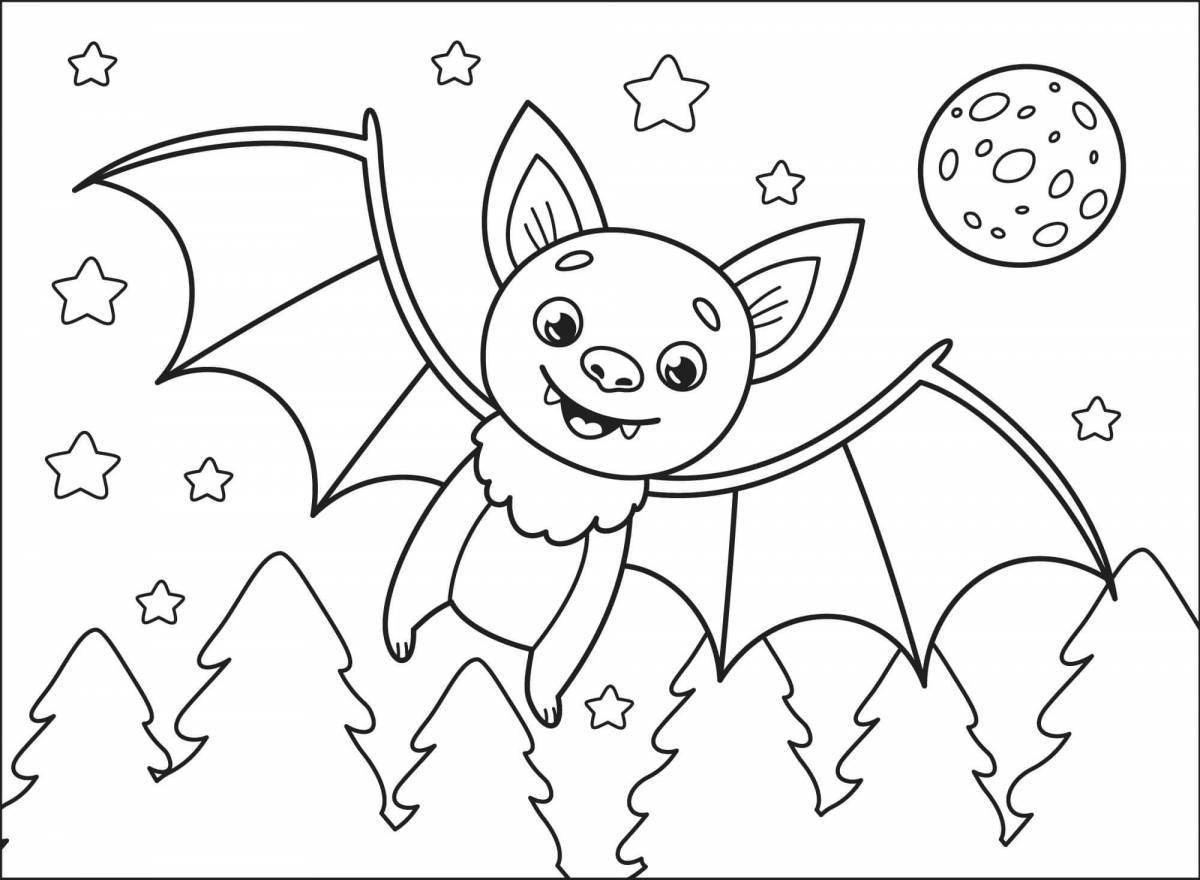 Coloring page joyful flying mouse