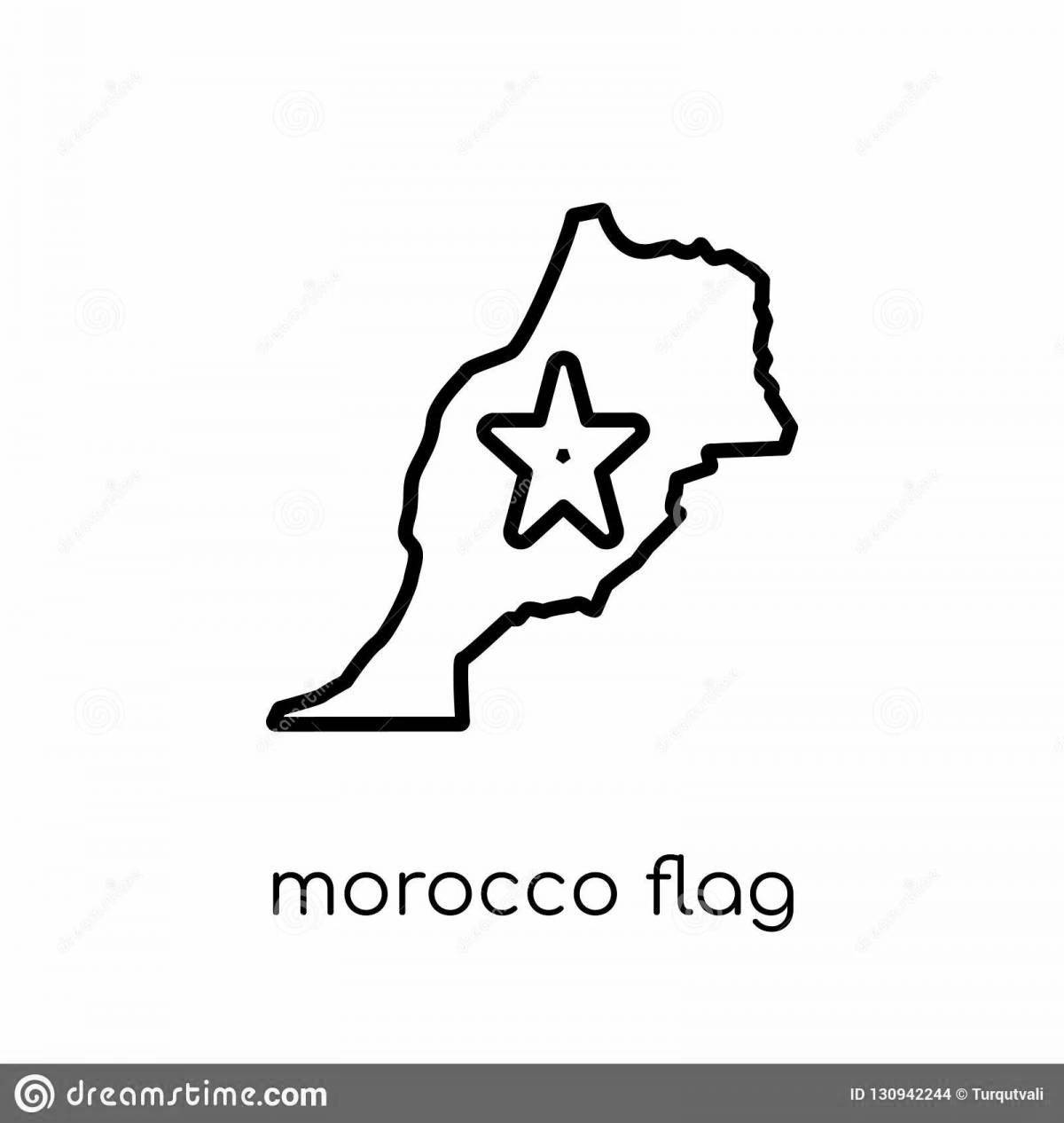 Цветная страница раскраски с флагом марокко