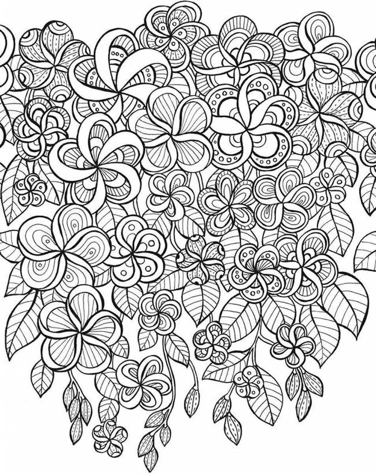 Photo Gorgeous intricate flower coloring book