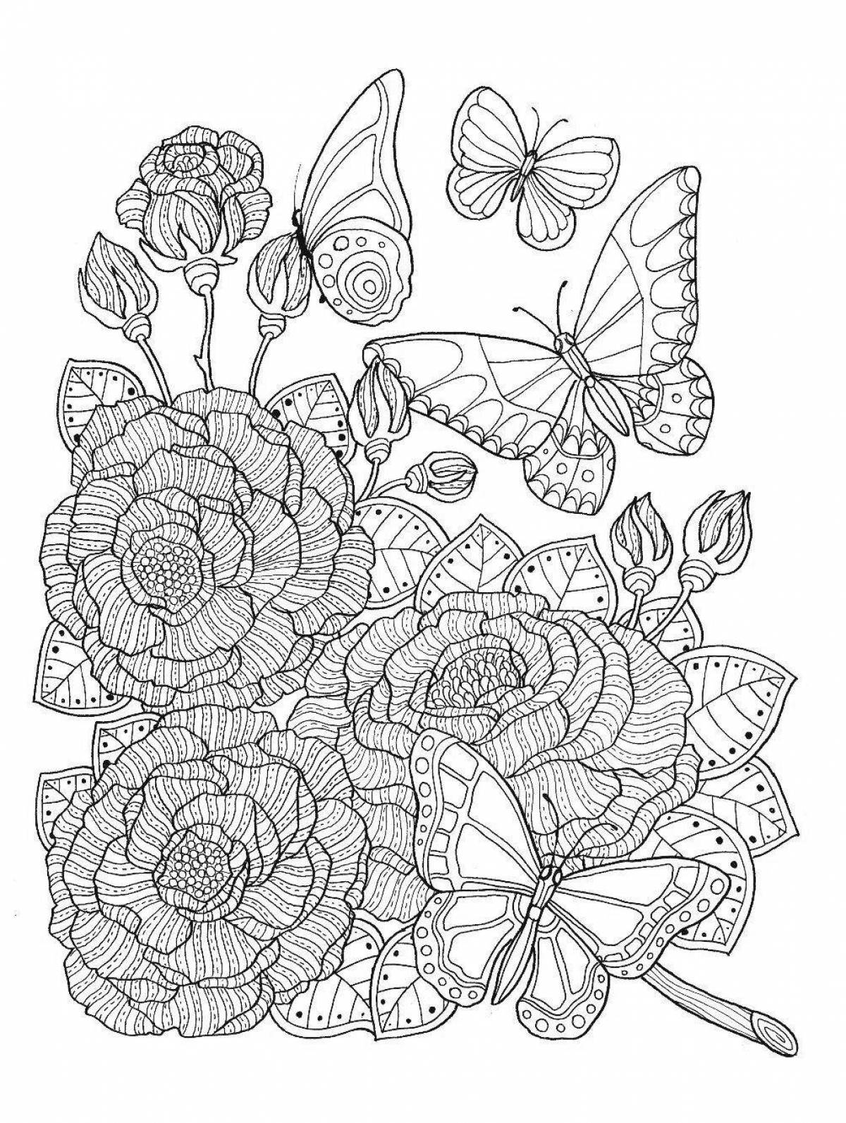 Adorable intricate flower coloring book