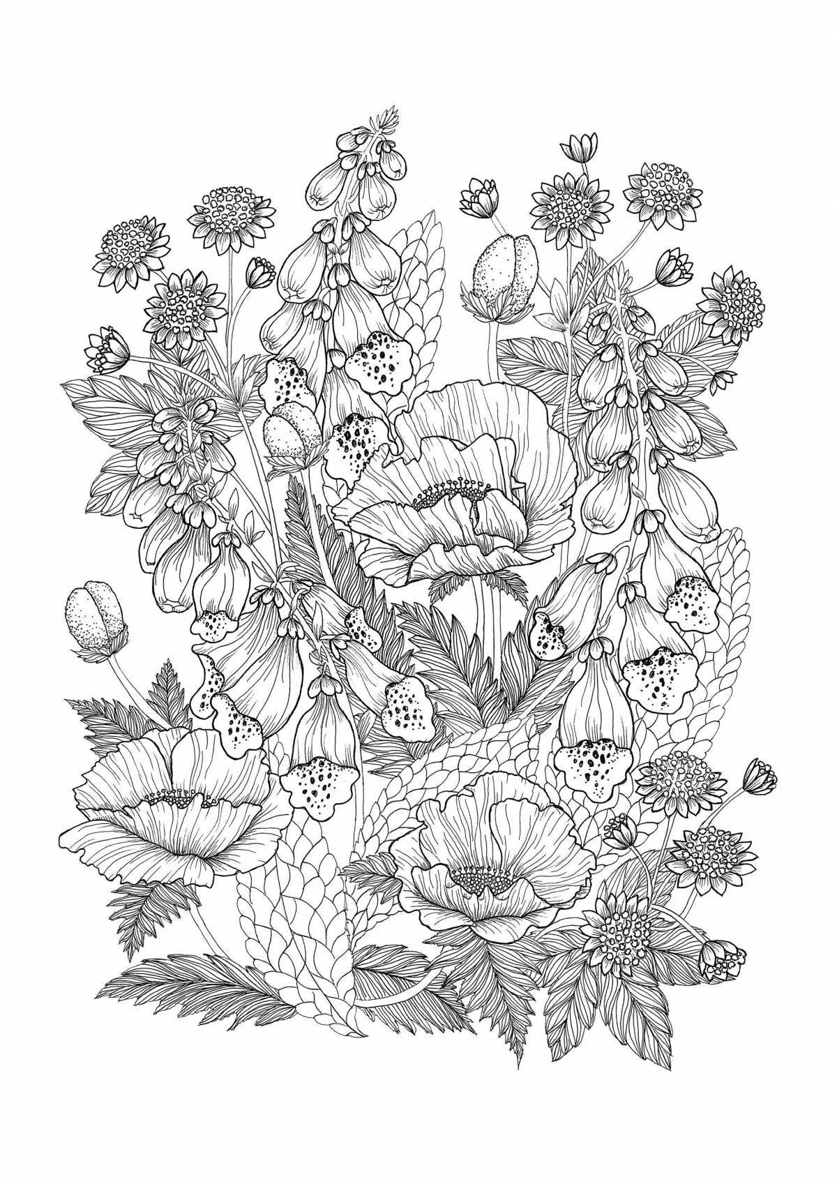 Photo Awesome intricate flower coloring book