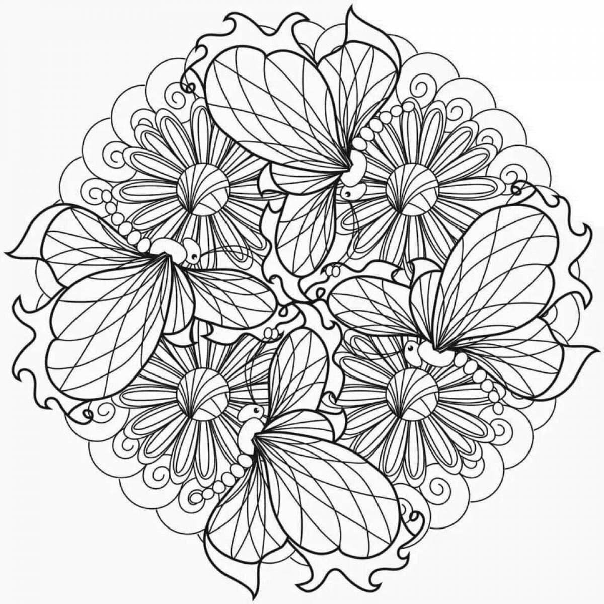 Attractive intricate flower coloring book