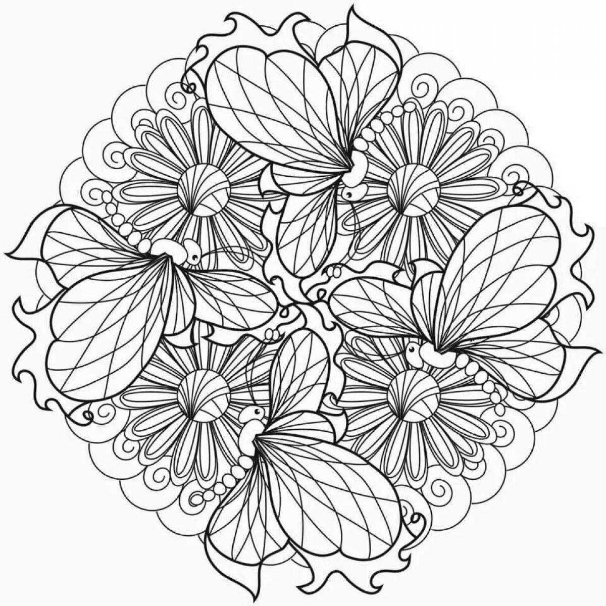 Photo Attractive intricate flower coloring book