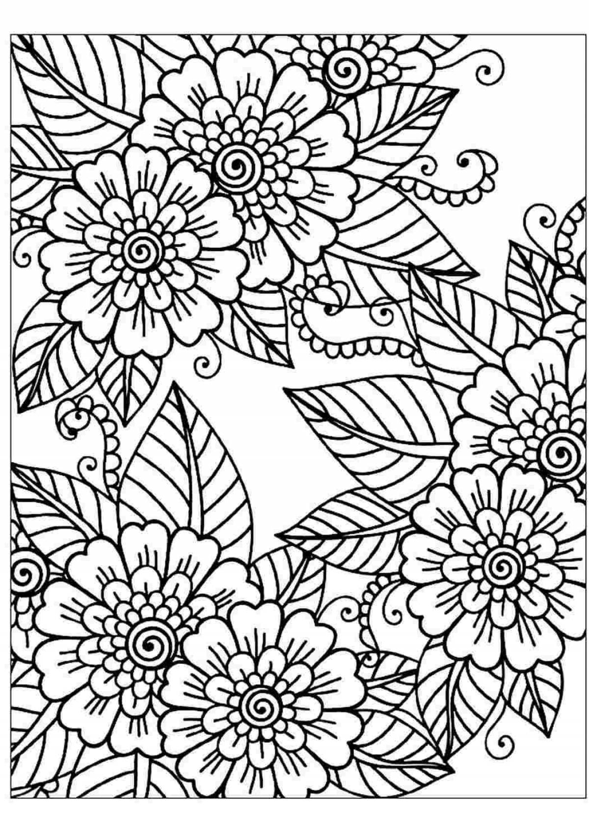 Fun complex flower coloring book