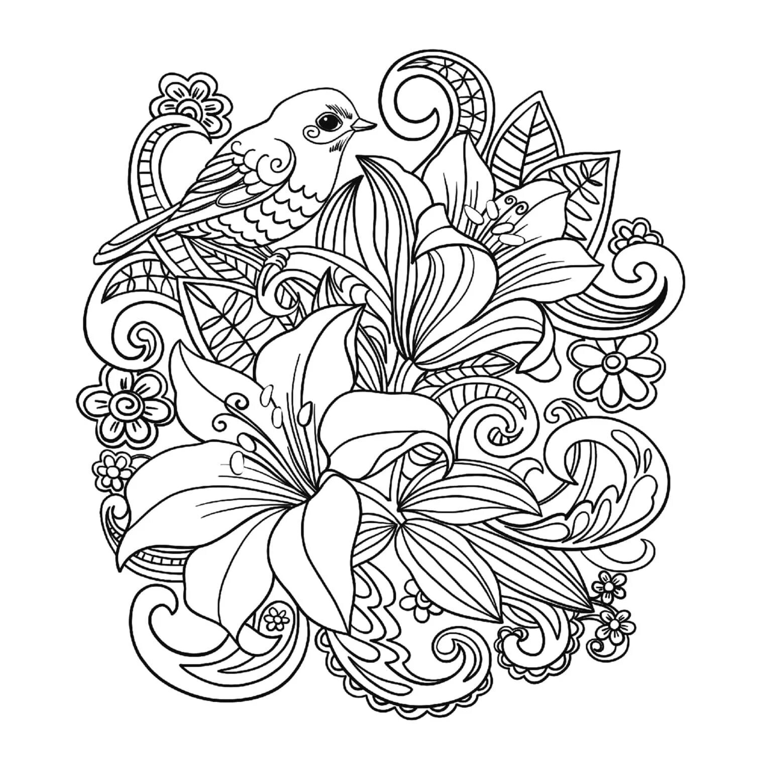 Blissful intricate flower coloring book
