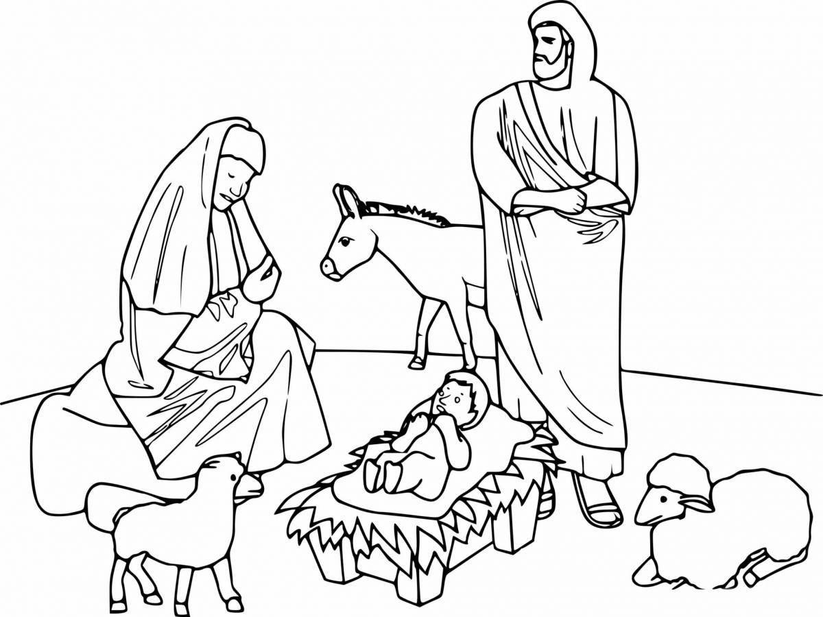 Coloring page majestic birth of christ