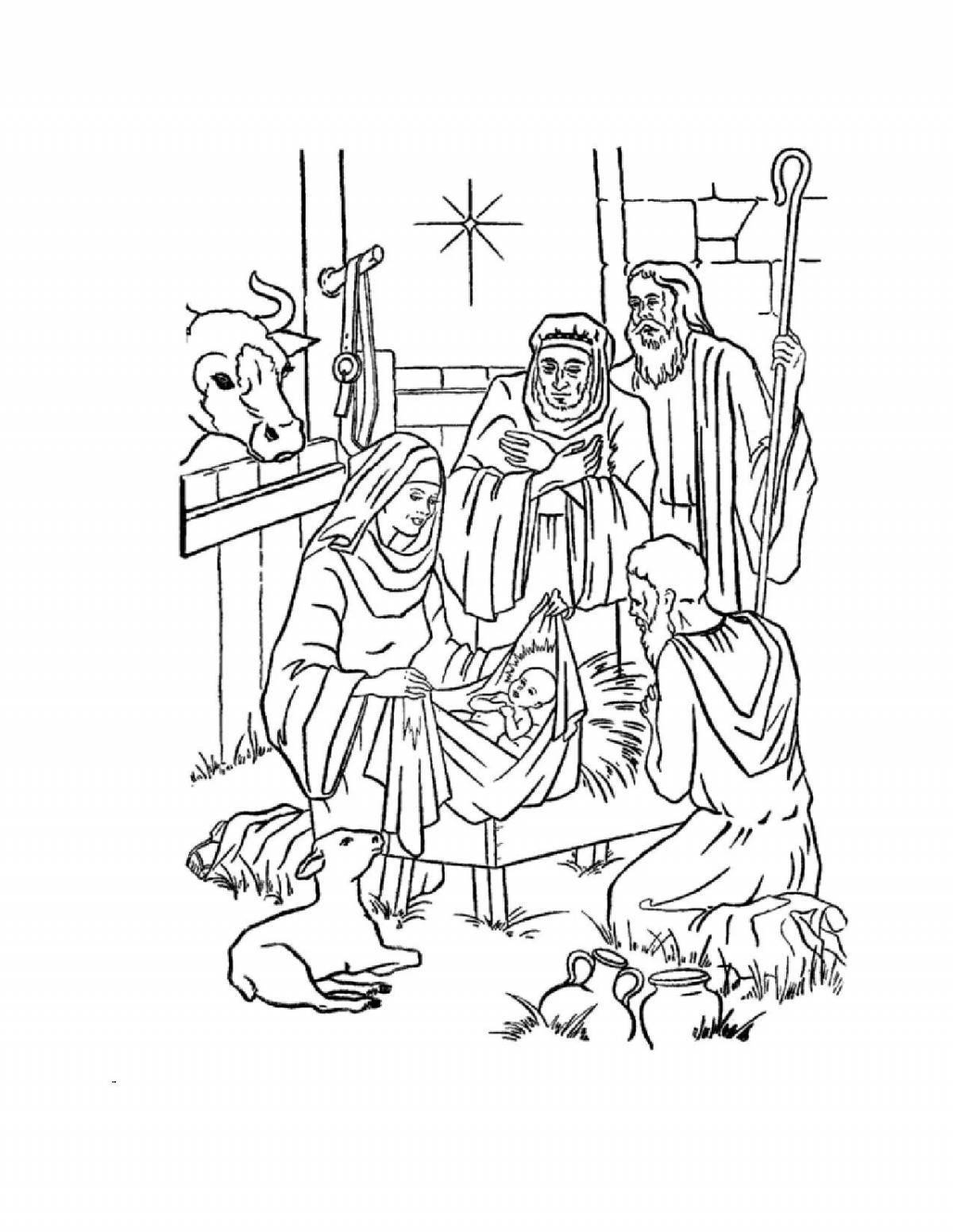 Colouring bright birth of christ