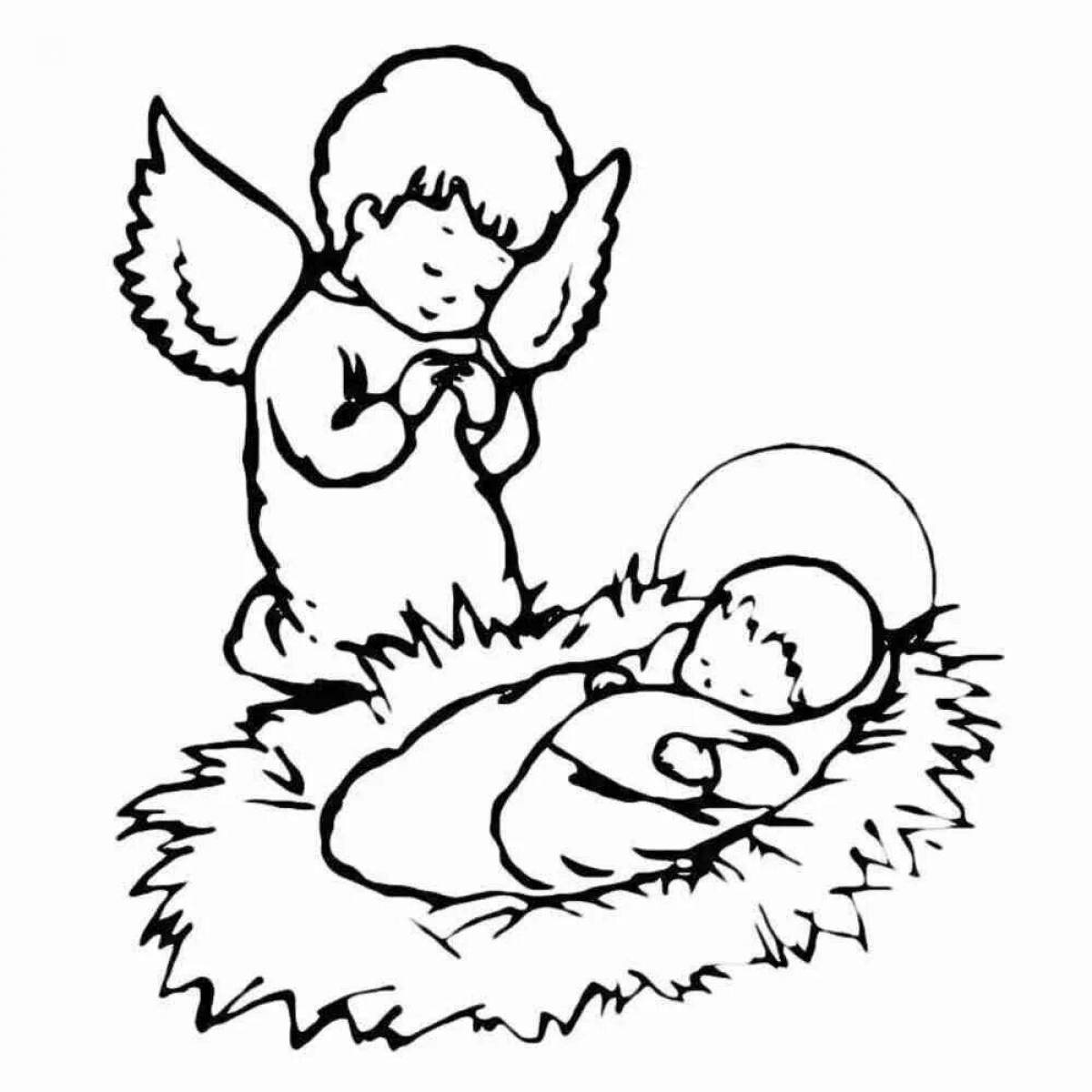 Beautiful nativity coloring page