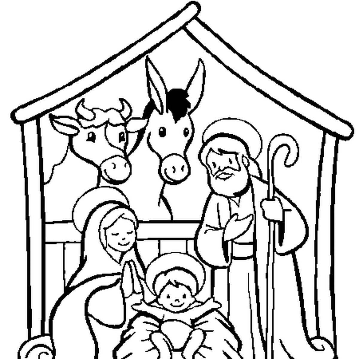 Charming nativity coloring book
