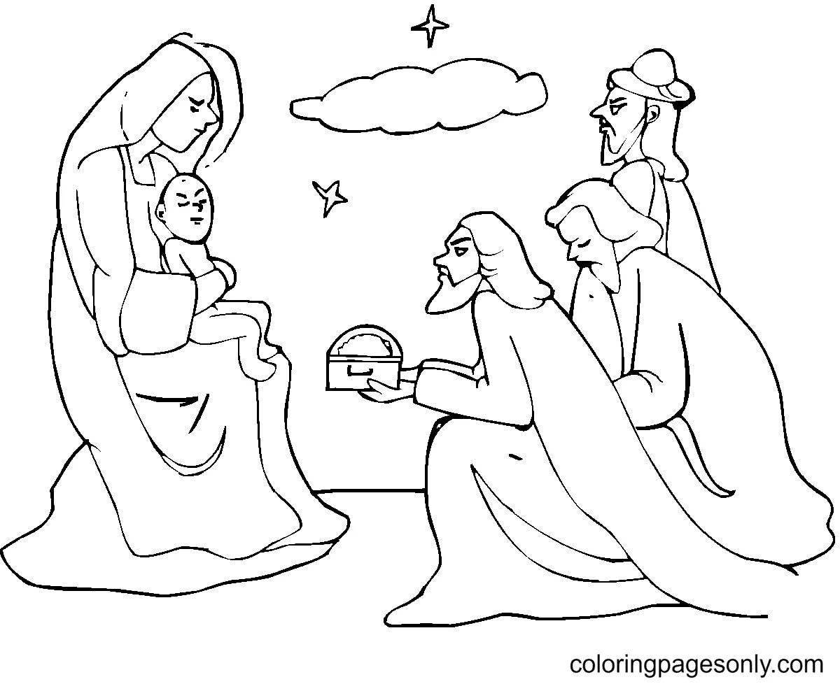 Coloring page grandiose birth of christ
