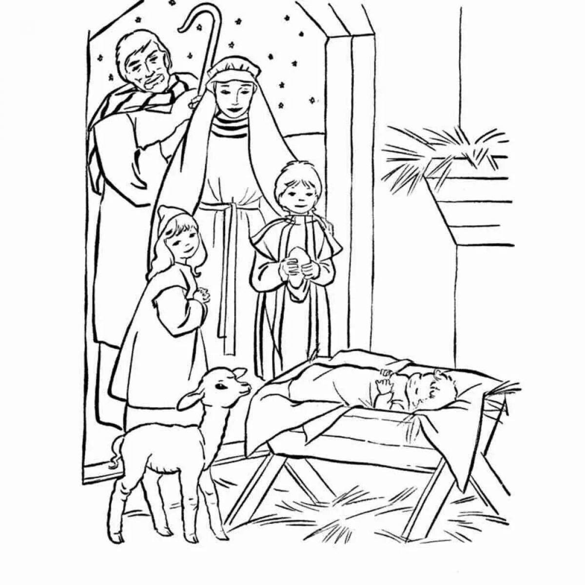 Coloring page shining birth of christ