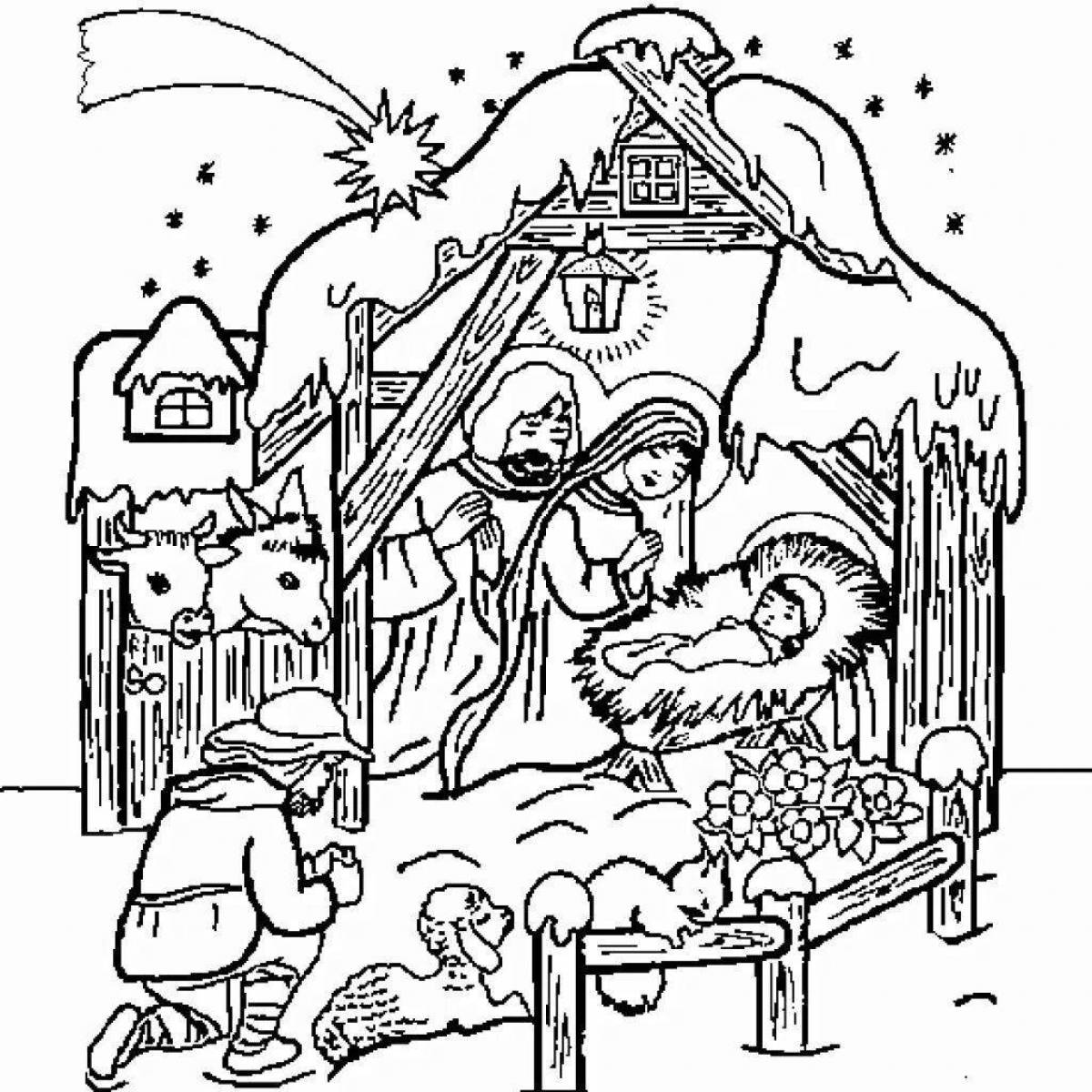 Coloring page magnanimous birth of christ
