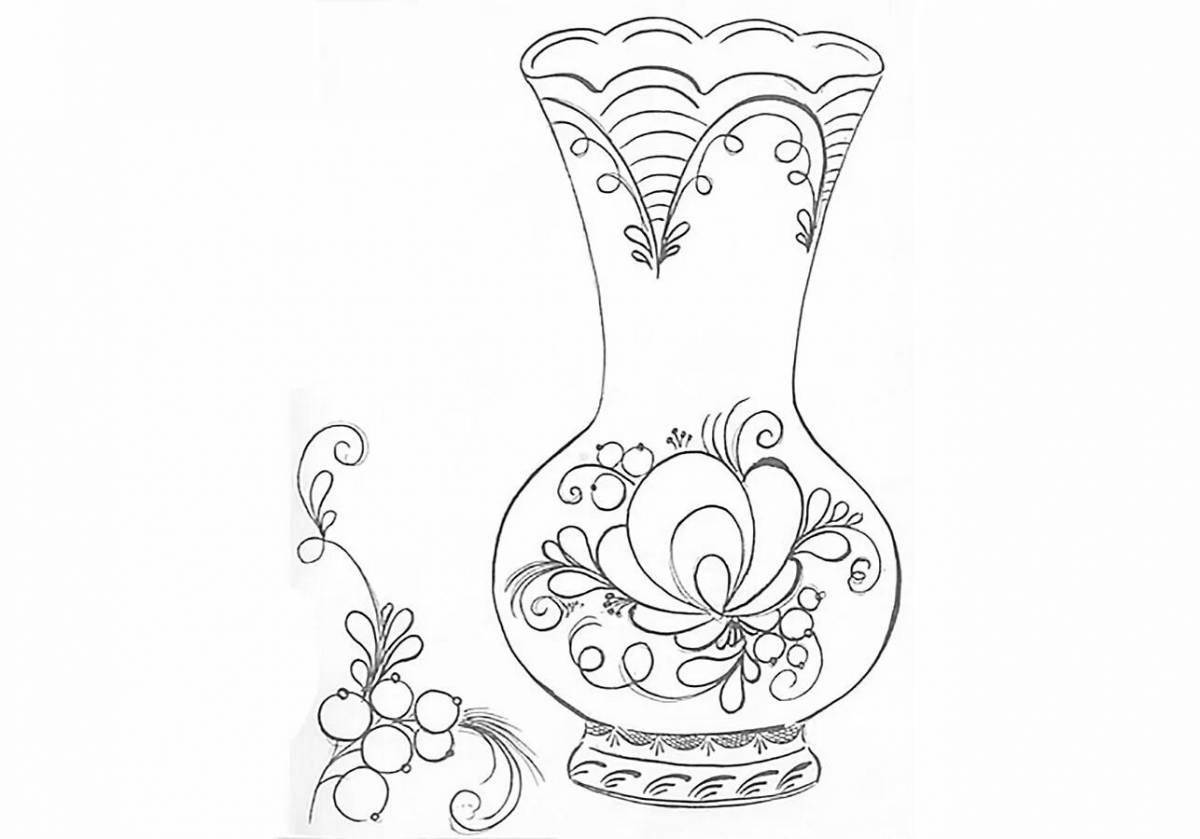 Coloring page delicious Gzhel dishes