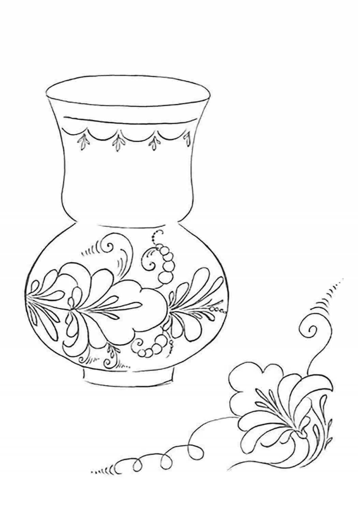 Coloring page wonderful Gzhel dishes