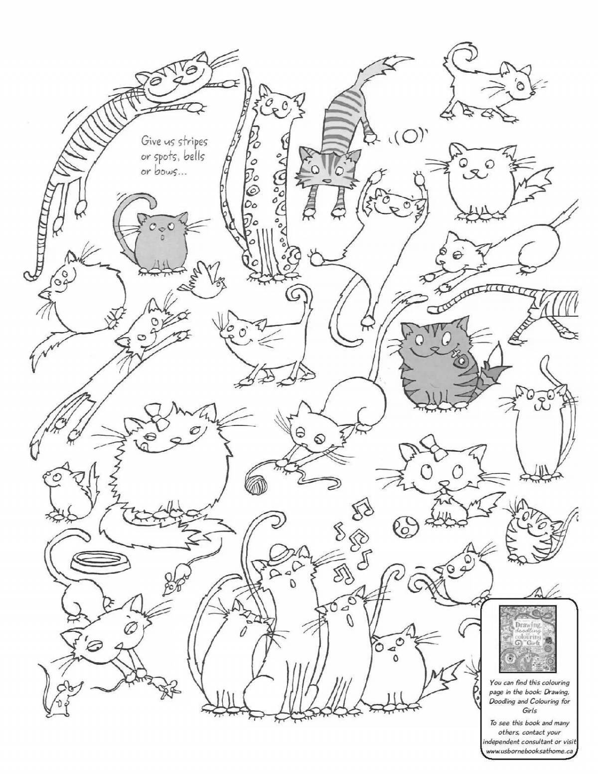 Coloring book bright cats