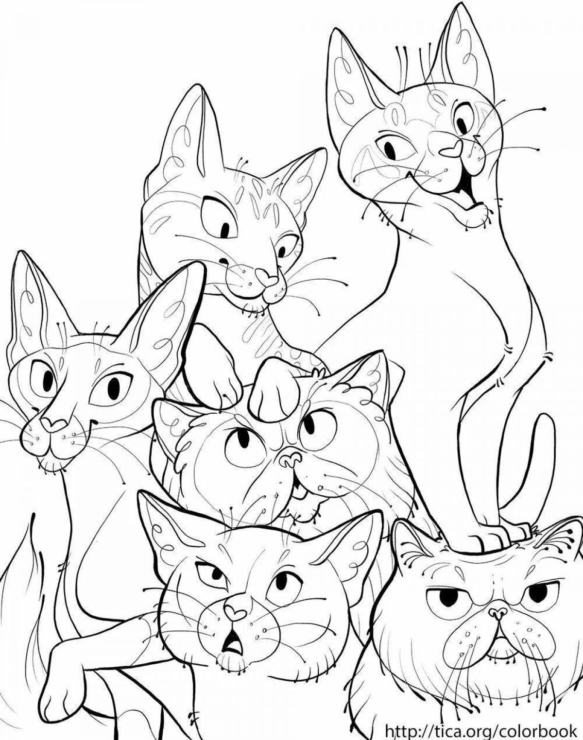 Coloring page graceful cats