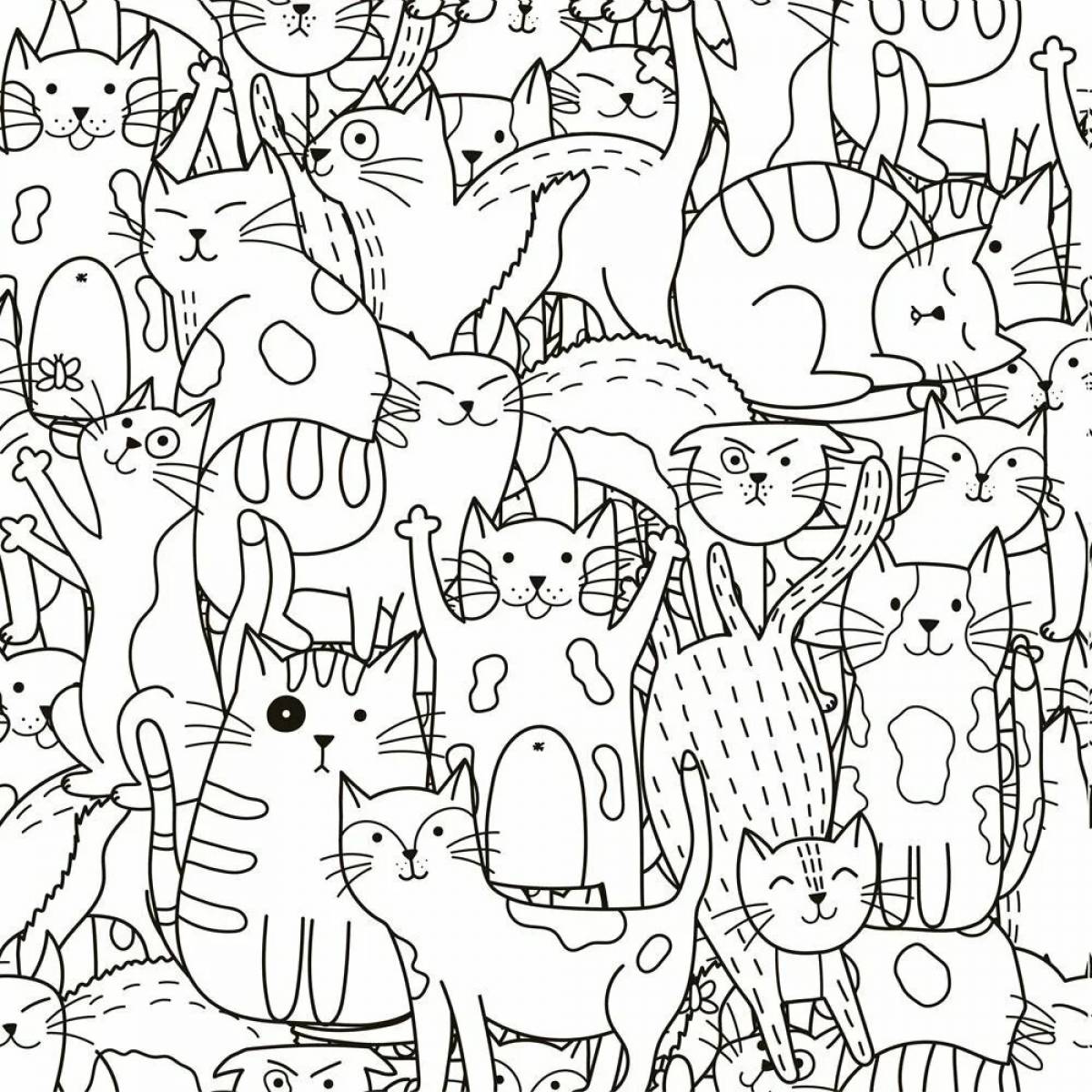 Witty cats coloring page