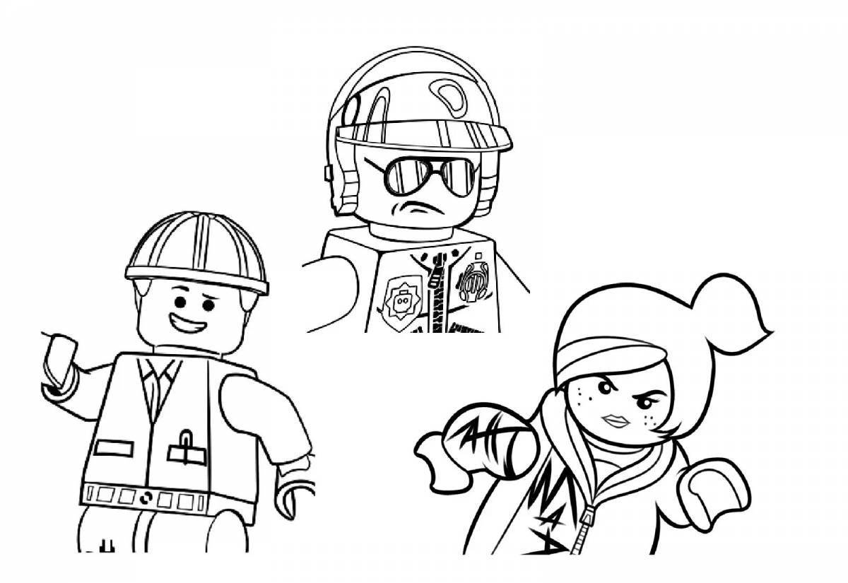 Bright lego cop coloring page