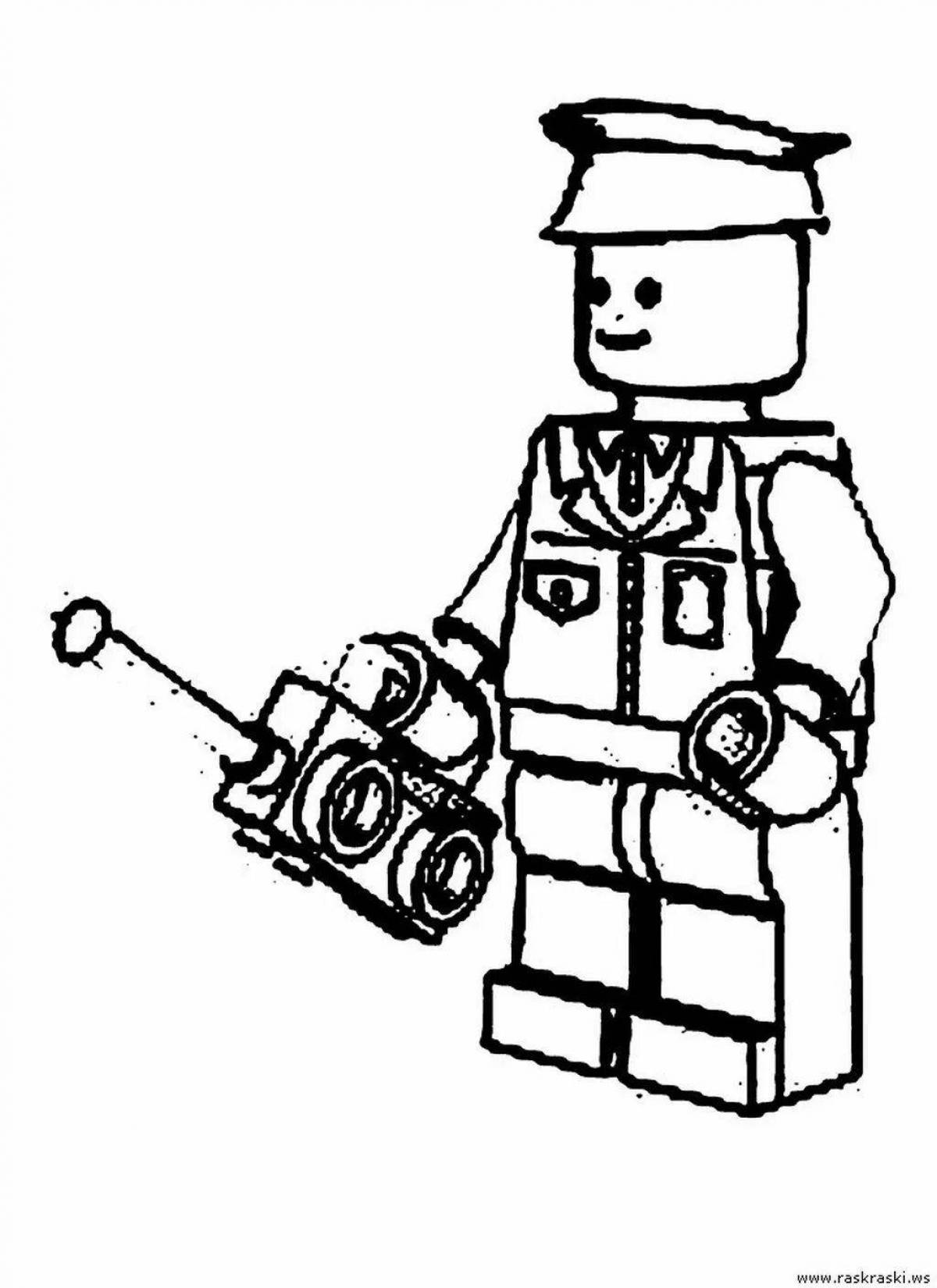 Detailed coloring lego cop