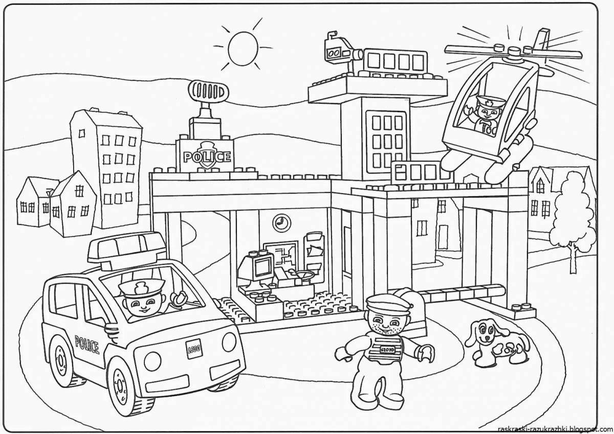 Развлекательная раскраска lego cop coloring page