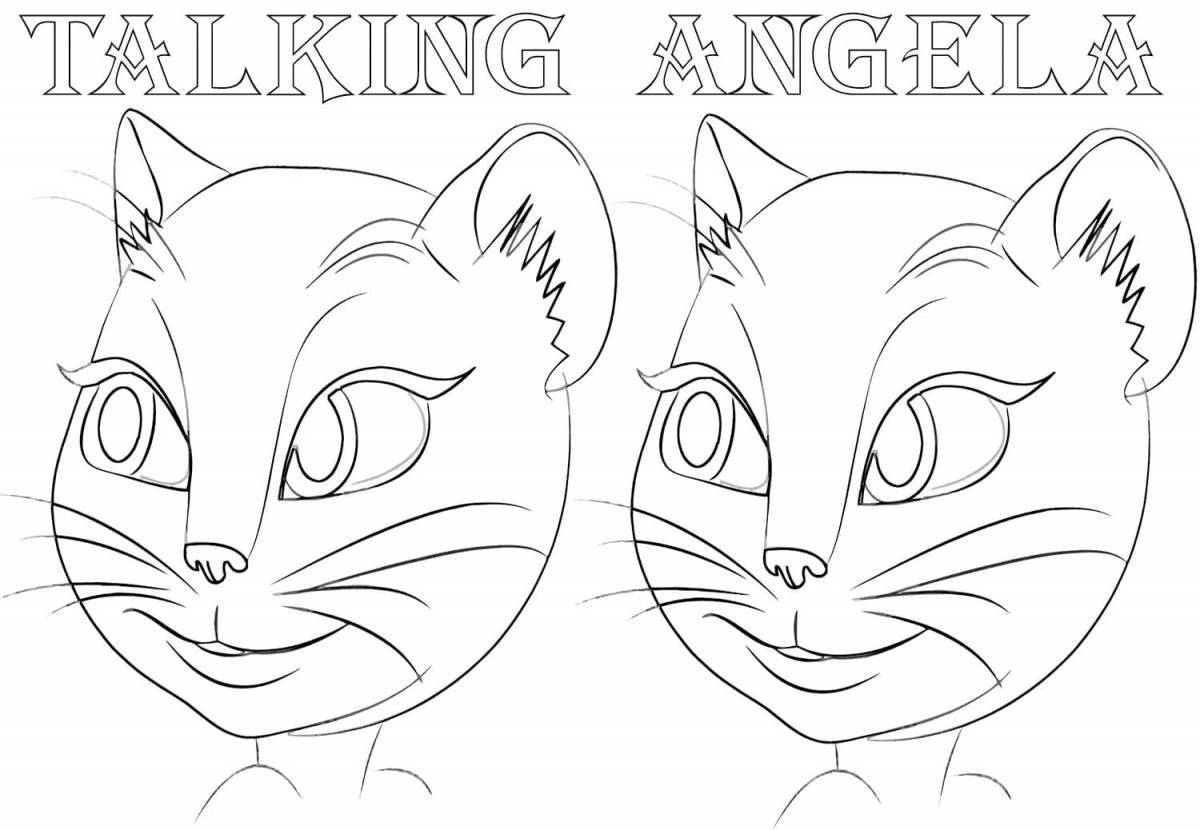 Coloring book talking angela in bright colors