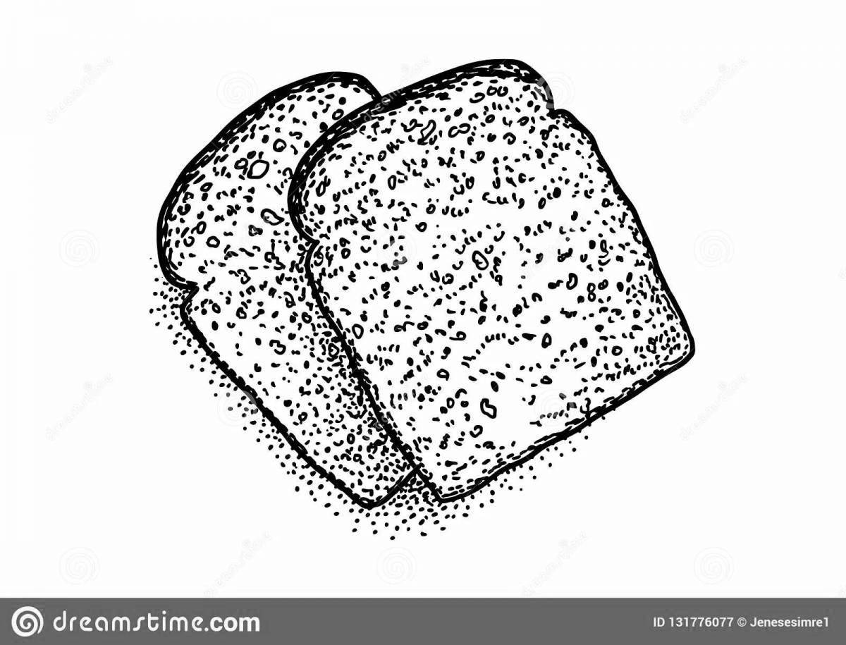 Appetizing coloring of a slice of bread