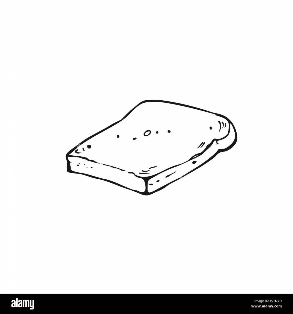 Coloring a toasted slice of bread