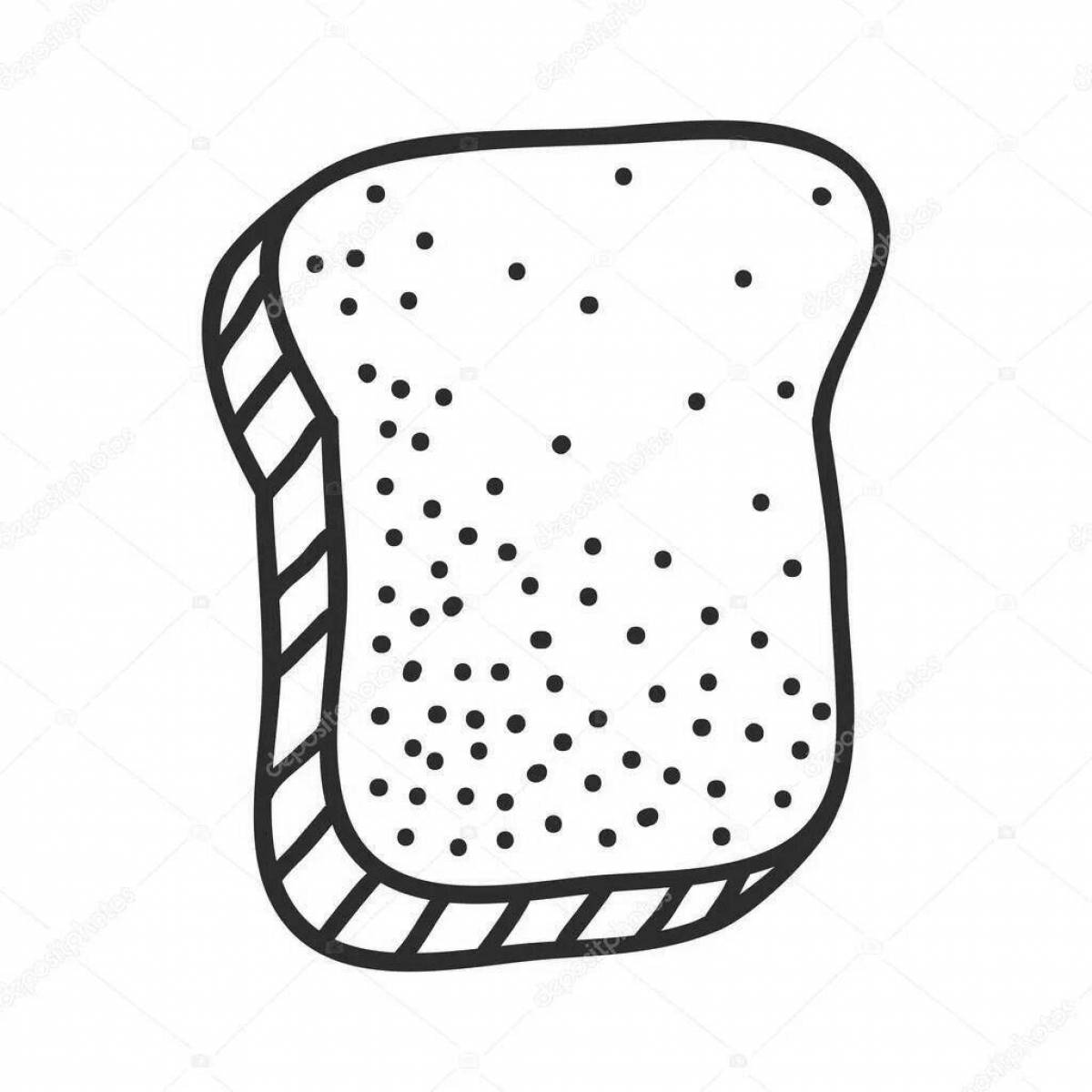Thick coloring piece of bread