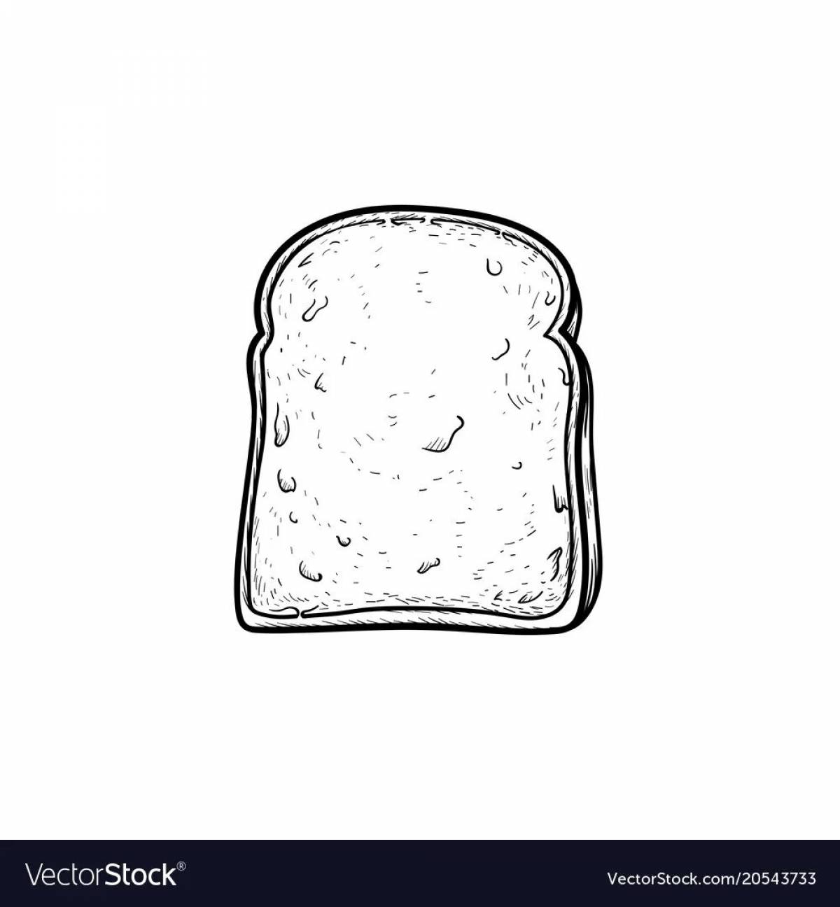 Coloring flaky-crisp slice of bread