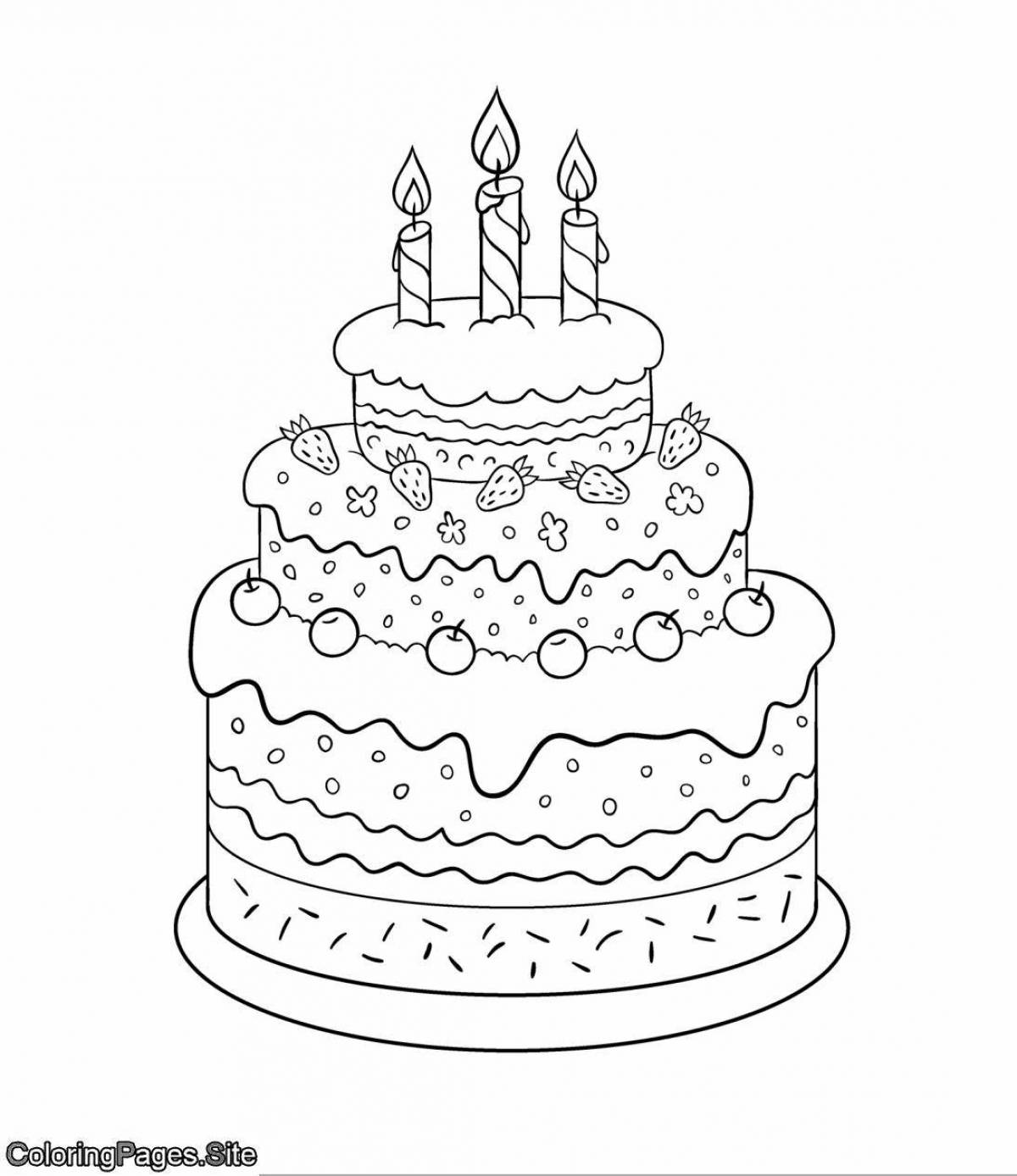 Playful cake coloring page