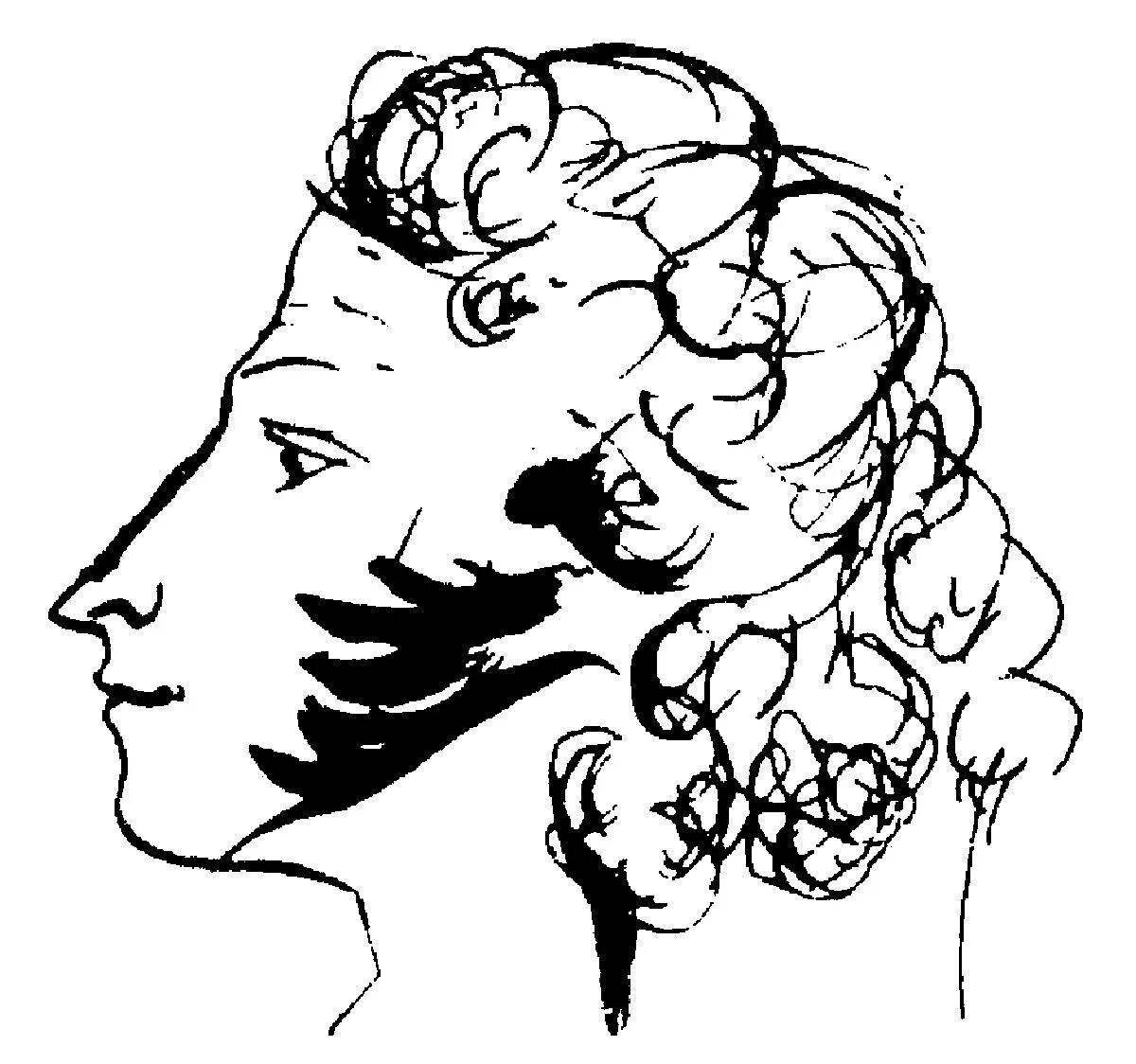 Charming portrait of Pushkin coloring book
