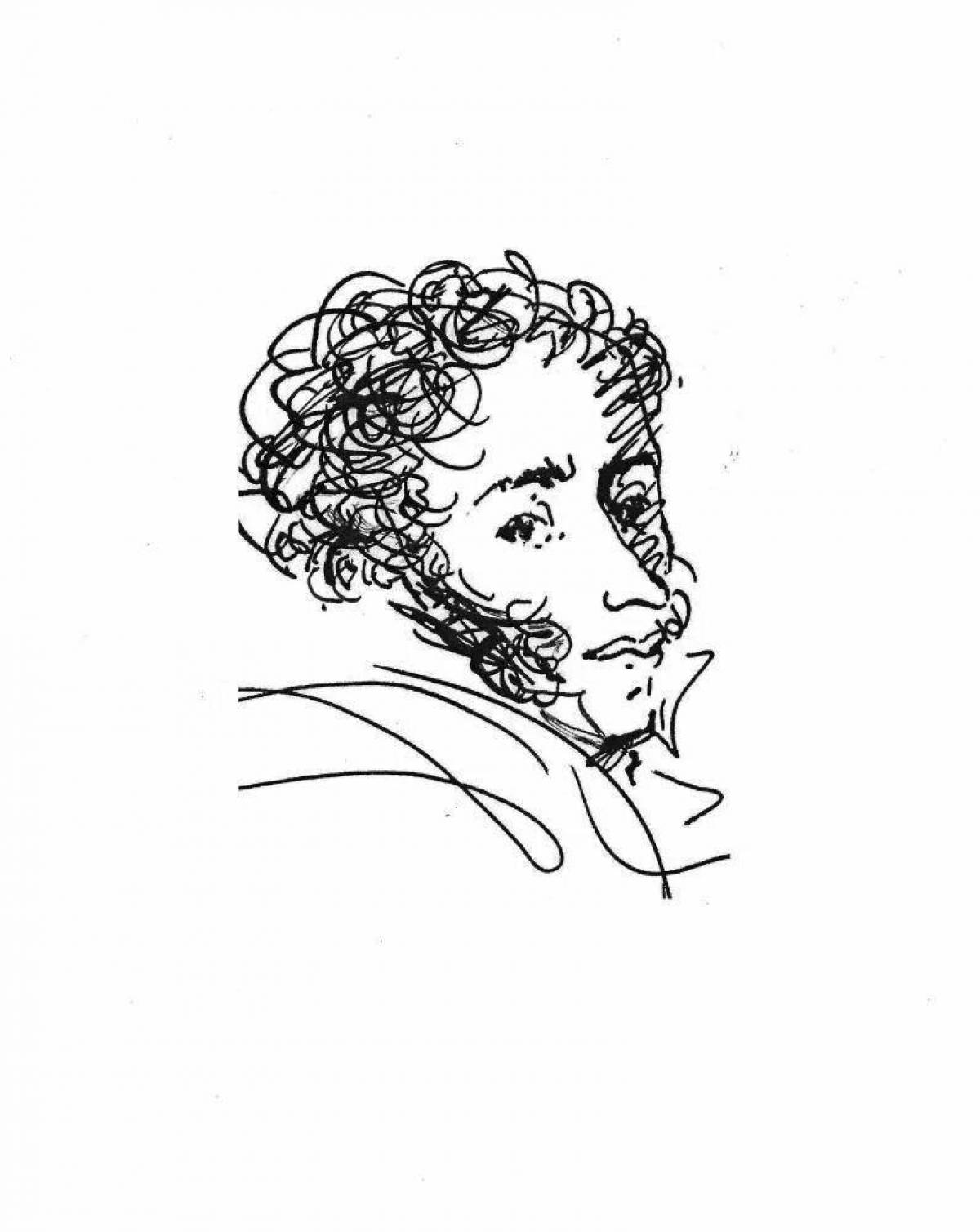 Coloring portrait of Pushkin