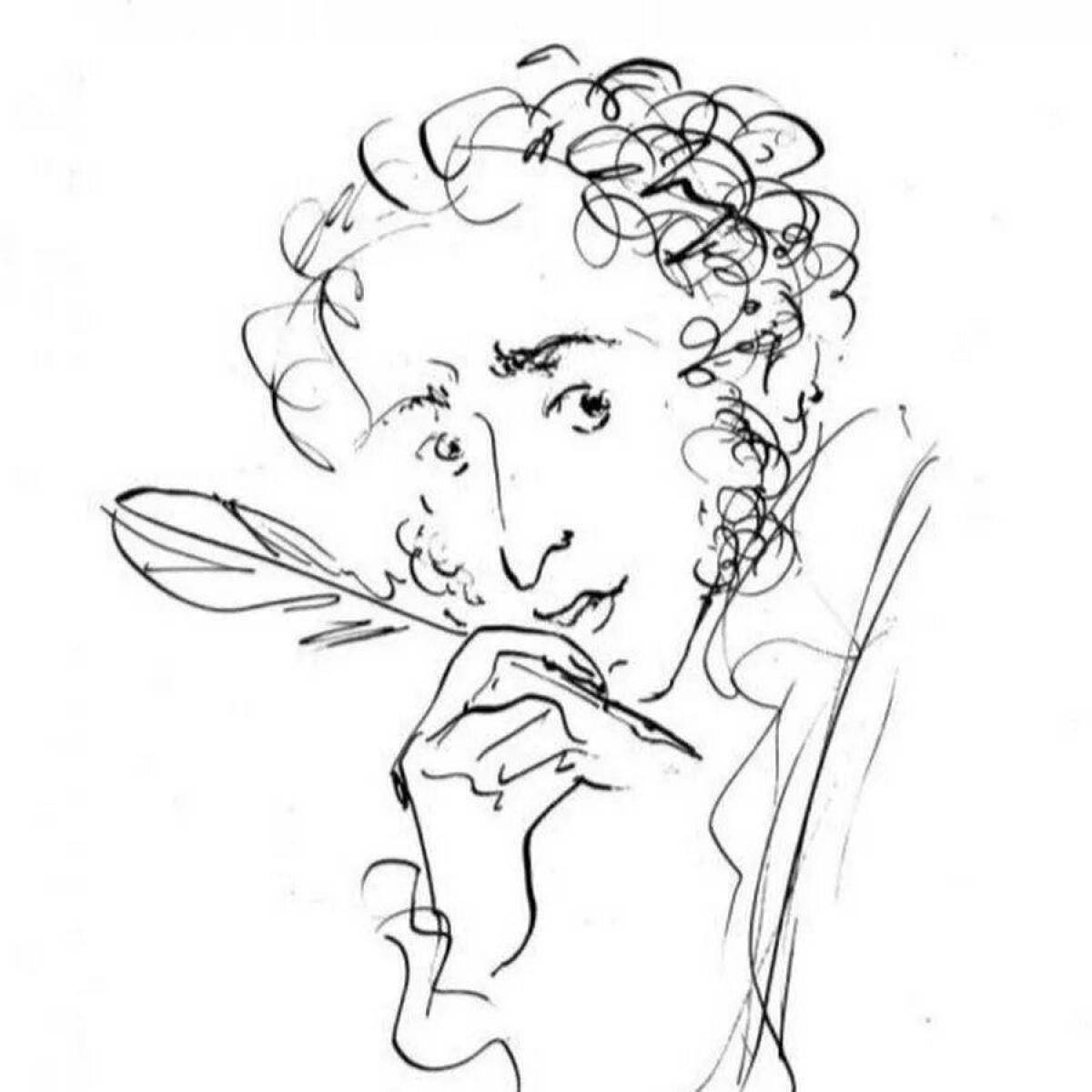 Coloring book famous portrait of Pushkin