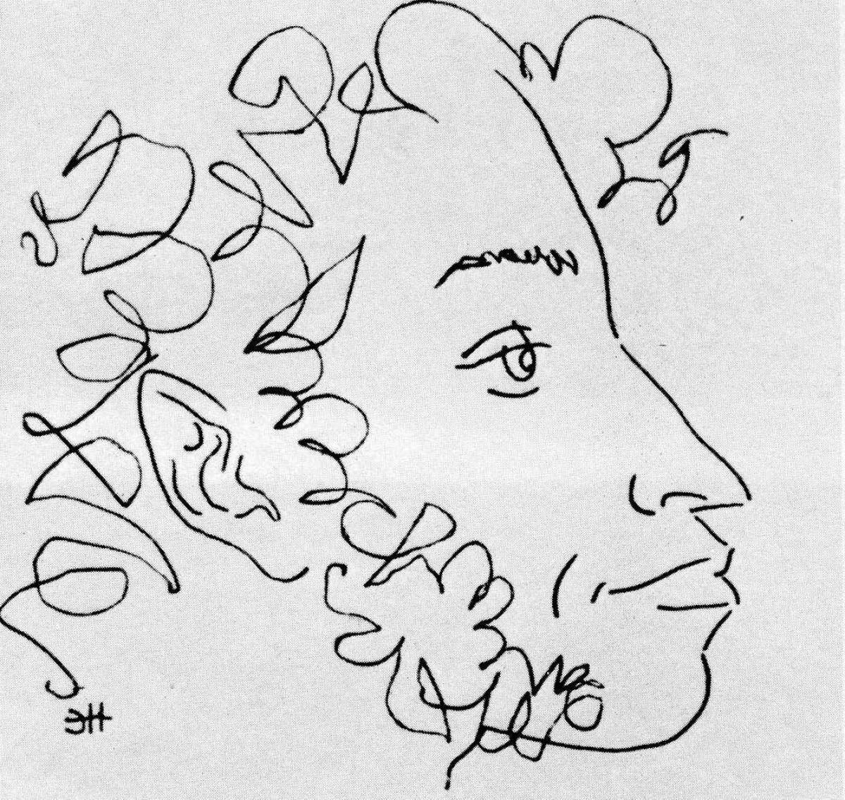 Блестящий портрет пушкина раскраска
