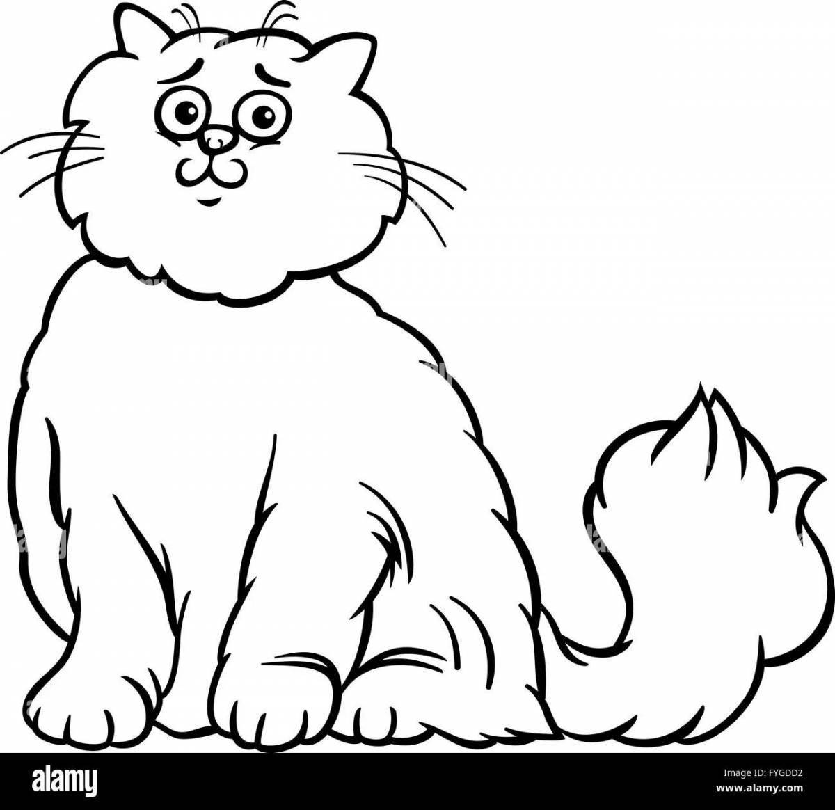 Adorable fluffy cat coloring book