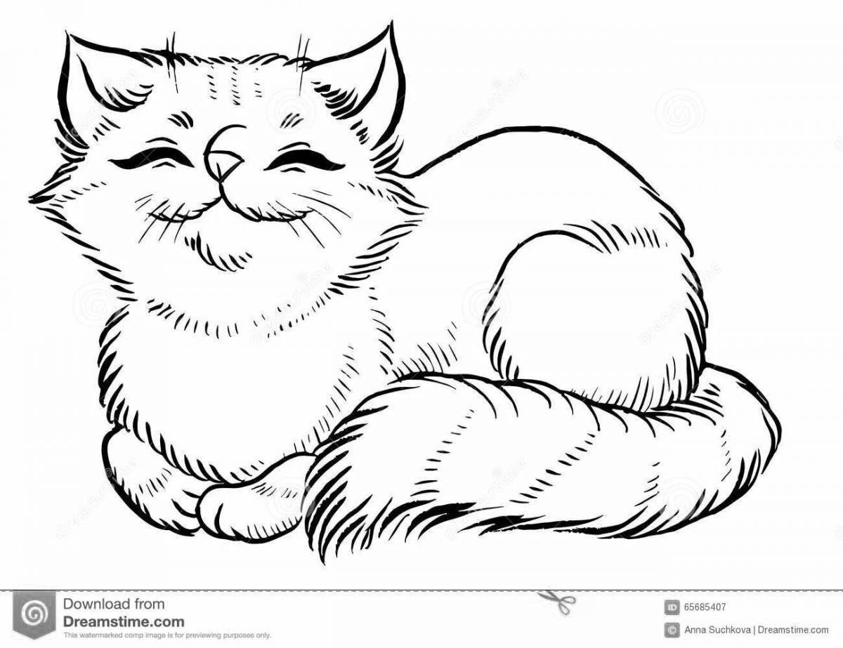 Раскраска пушистая русская голубая кошка