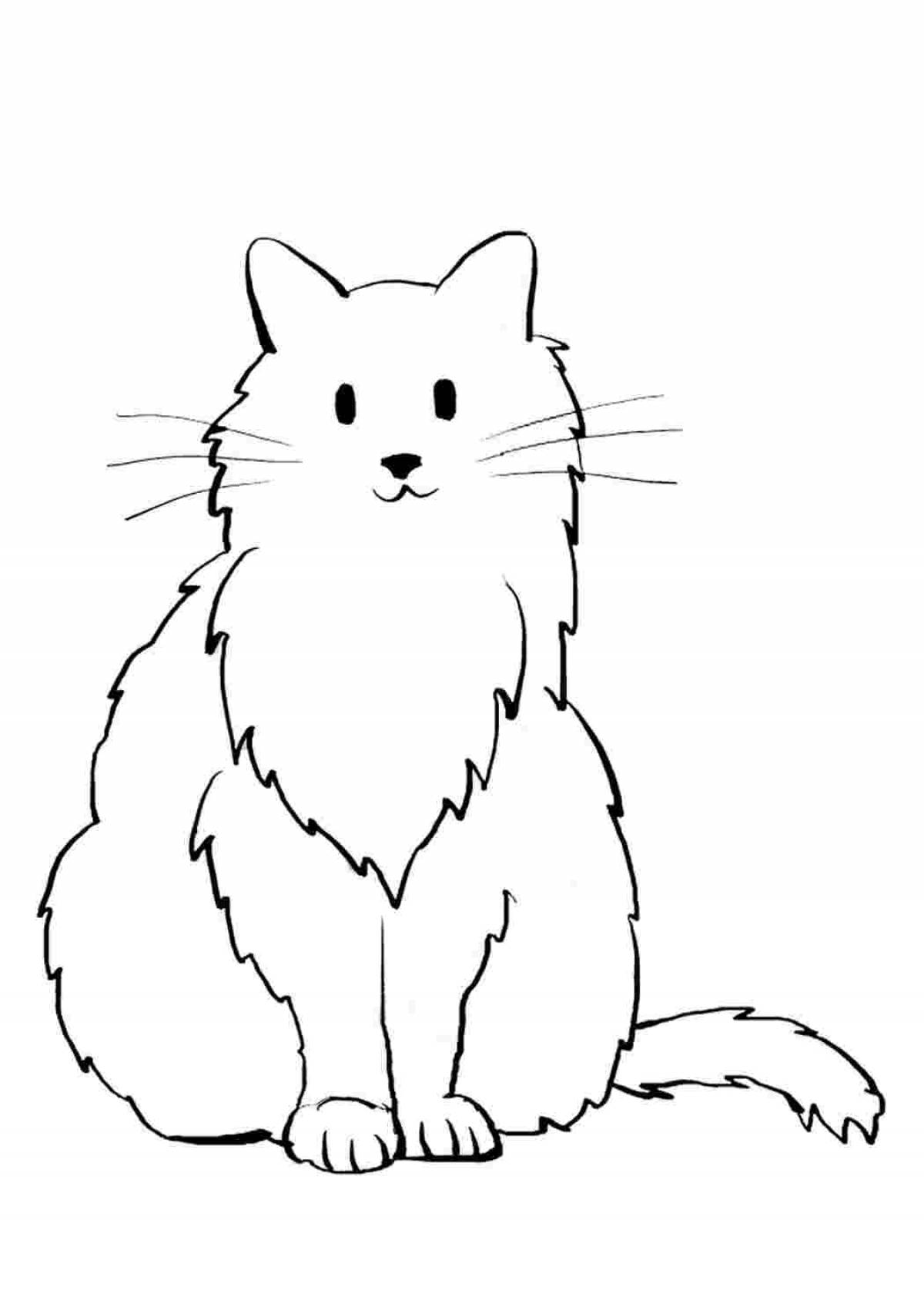 Coloring book fluffy cat Chartreuse