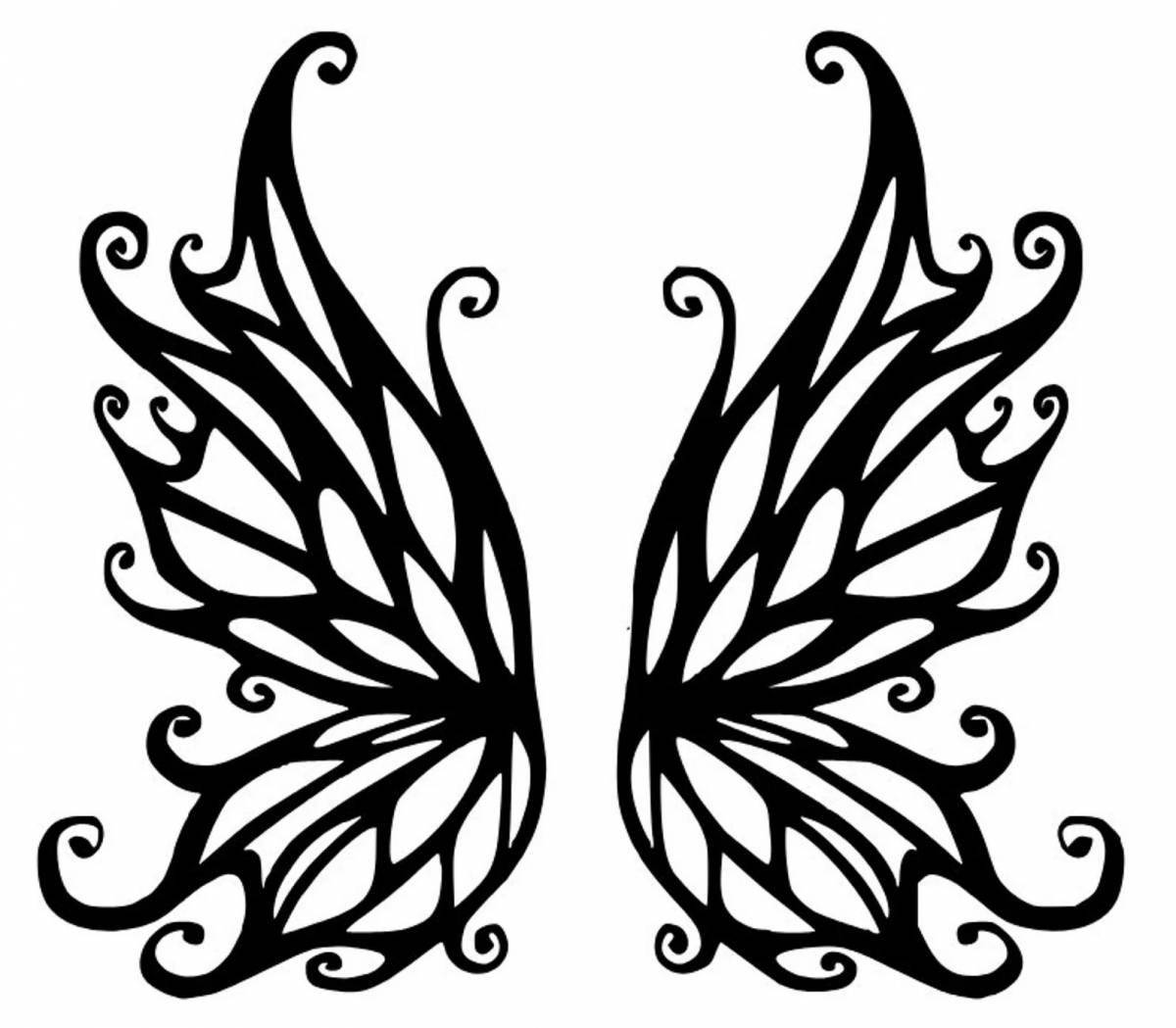 Glowing butterfly wings coloring pages