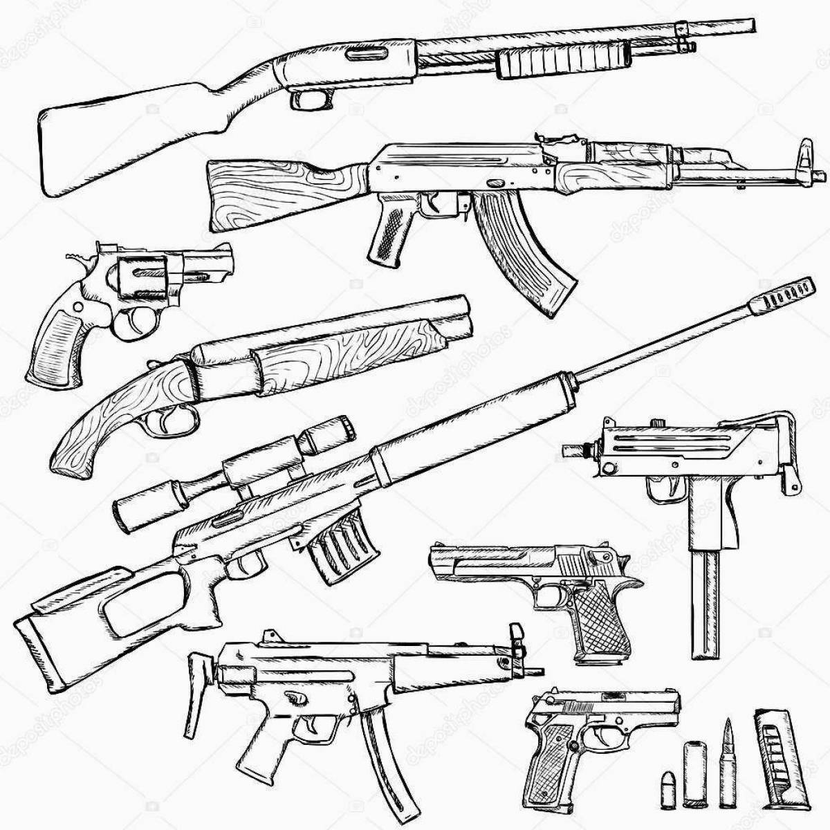 Majestic military weapon coloring page