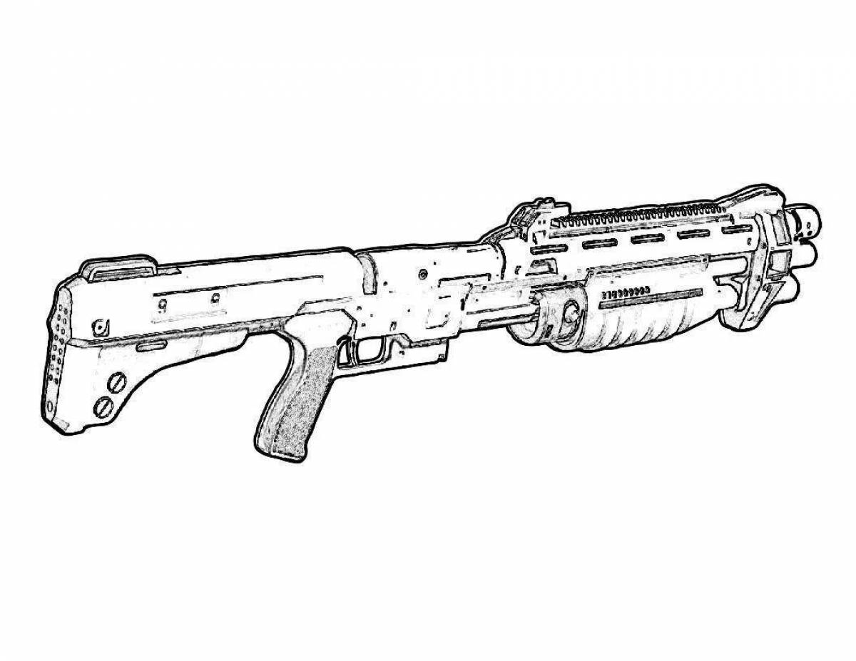 Detailed military weapons coloring page