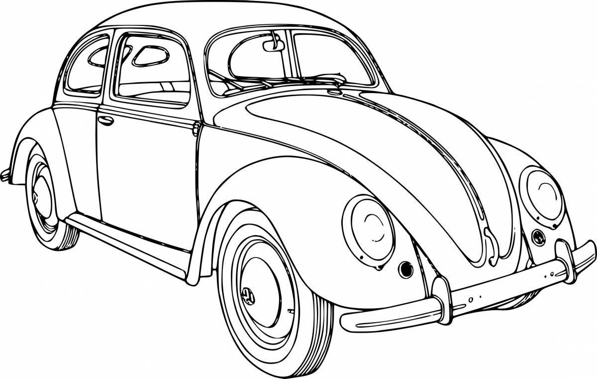 Подробная страница раскраски старинных автомобилей