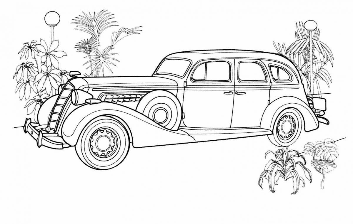 Adorable vintage cars coloring book