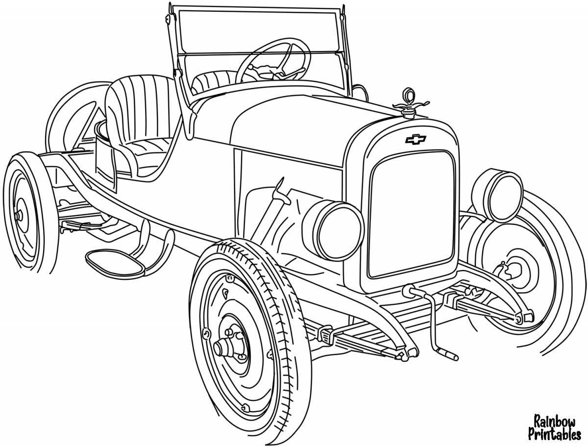 Coloring book elegant vintage cars