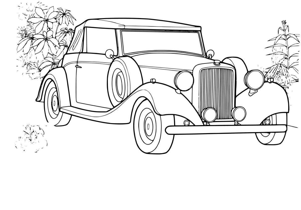Coloring book nostalgic vintage cars