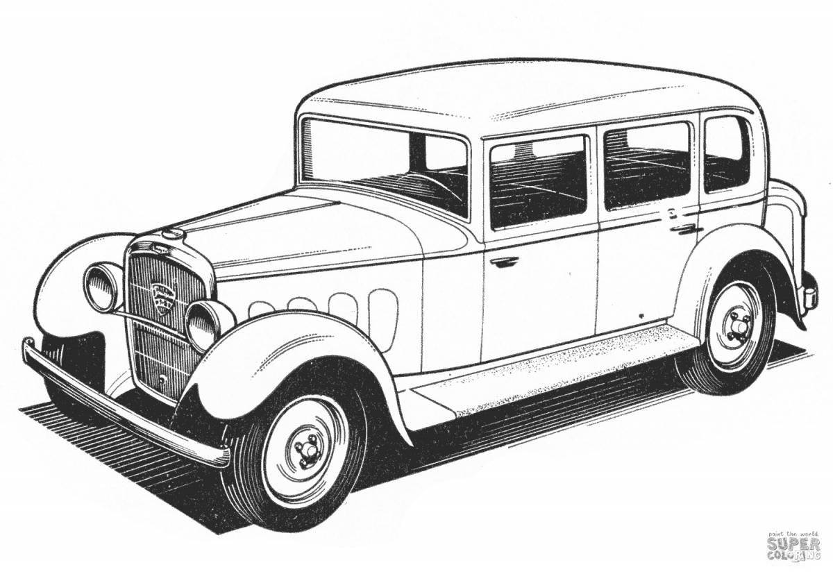 Intricate vintage cars coloring book