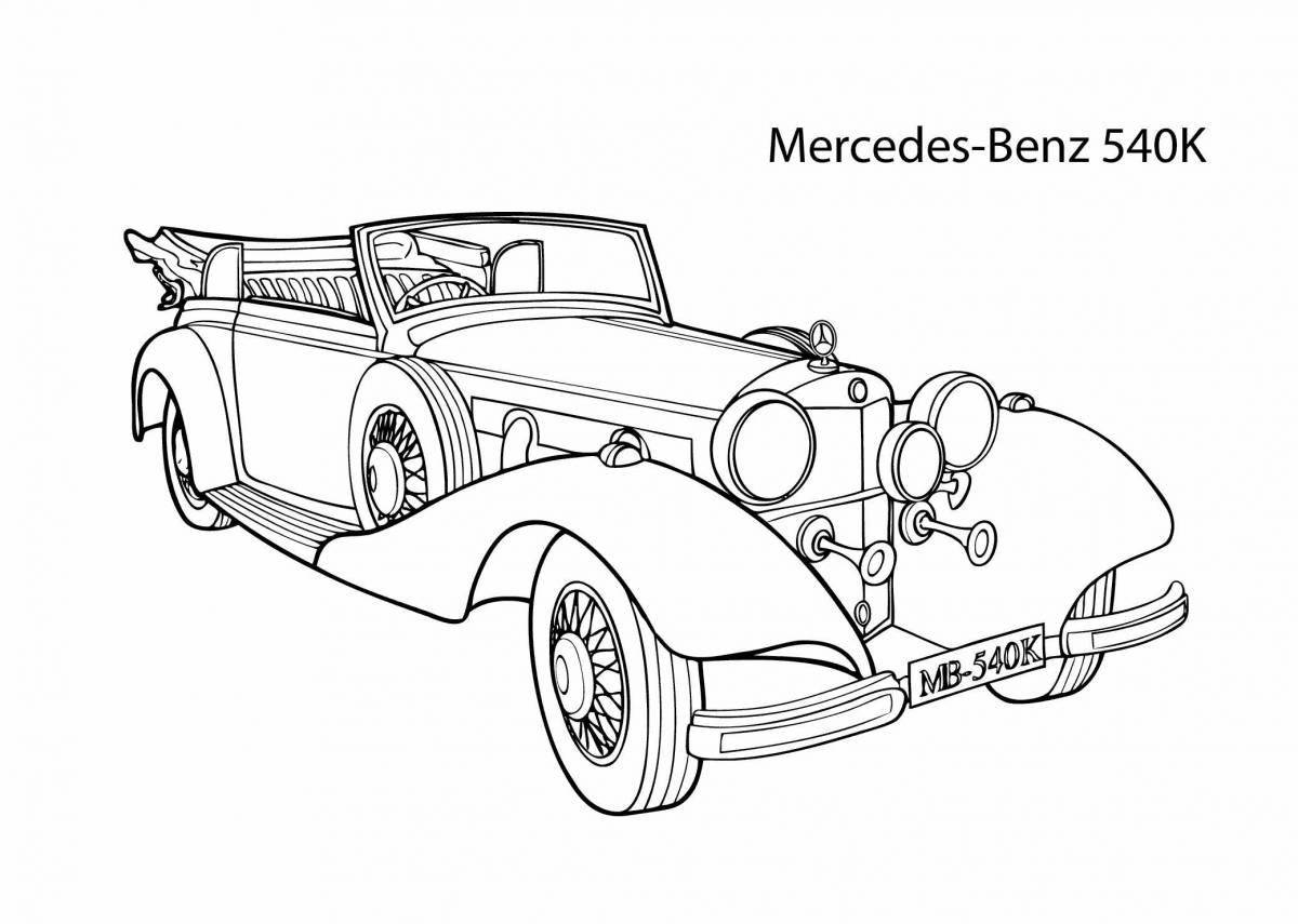 Coloring book shining vintage cars