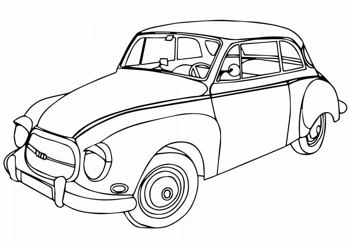 Shiny vintage cars coloring book