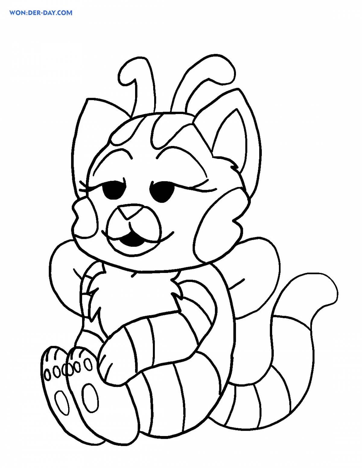 Fabulous cat and bee coloring page