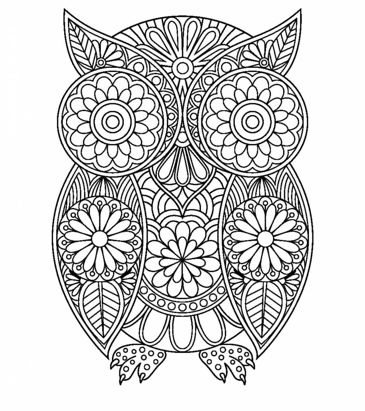 Exquisite complex owl coloring book